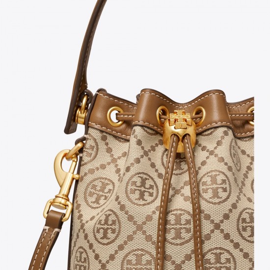 Tory Burch Women T Monogram Jacquard Mini Bucket Bag Hazel